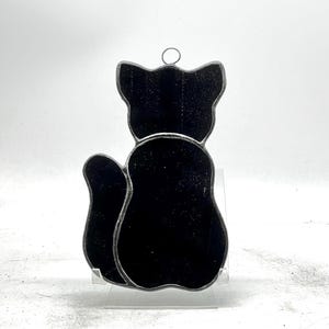 Stained glass cat suncatcher,  Black cat sun catcher window hanging