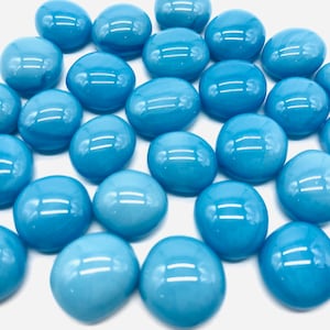 13mm - 1/2” Flat Glass Marbles, Turquoise Blue Opaque, Glass Gems, Cabochons, Mosaics, Glass Nuggets