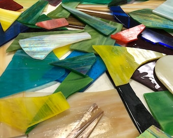 Stained Glass 10 lbs Scrap Glass Variety Pack, Mosaic Glass, Art Glass