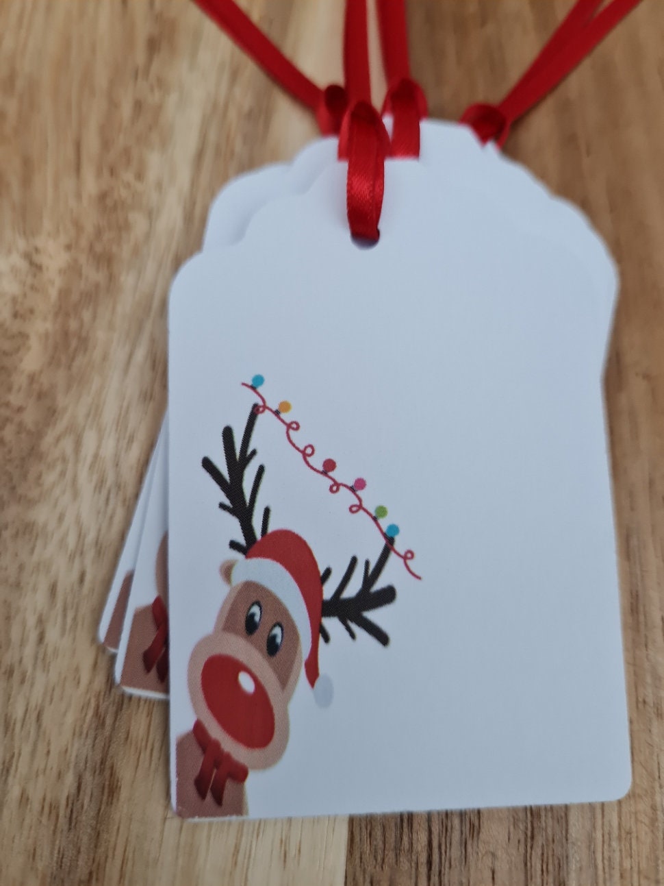 Rudolph Christmas Gift Tags - Red Ribbon, 10 Pack - Etsy UK
