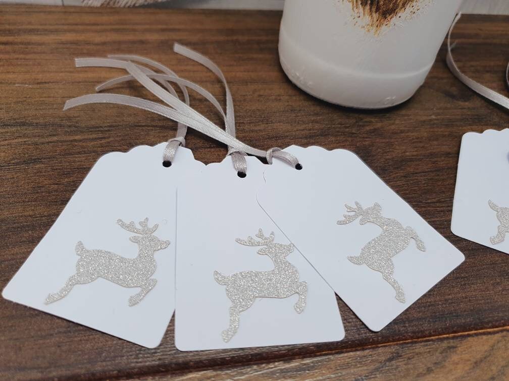 Stag Tag Pattern Example Silver Glitter Stag Christmas Gift Tags, Set of 12 - Etsy UK