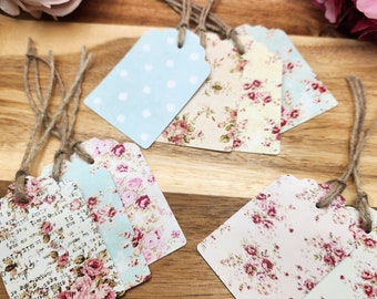 Shabby Chic Vintage Luggage Labels Tags Floral Design Gift Tags, Wrapping, Price Tags, BagTags, Birthday, Wedding