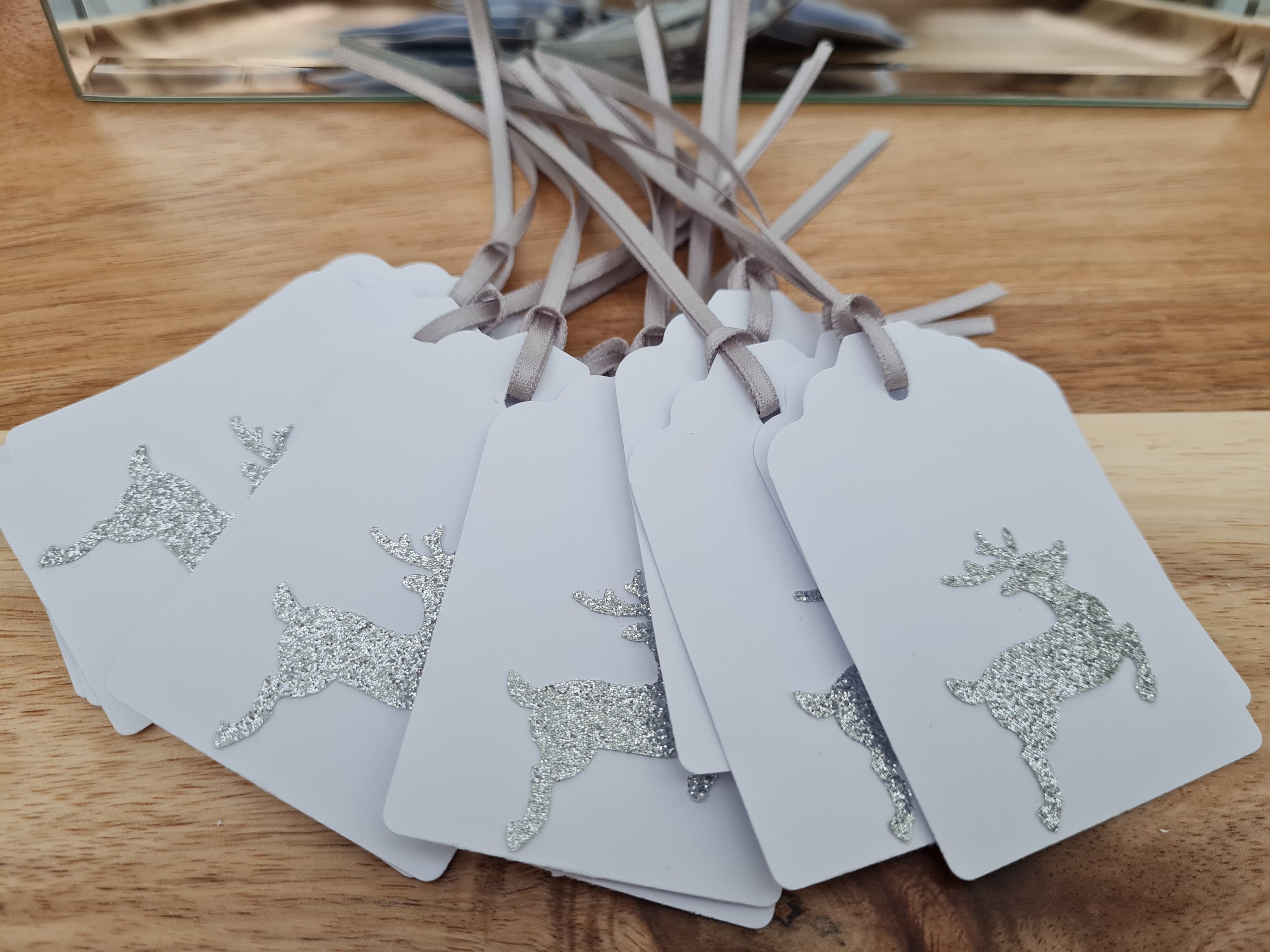 Stag Tag Pattern Example Silver Glitter Stag Christmas Gift Tags, Set of 12 - Etsy UK
