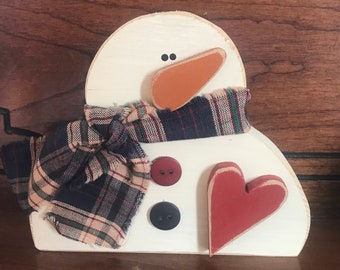 Neighbor gift snowman, Snowman shelf sitter, snowman decorations, snowman decor, wood snowman, small Christmas gift, tiered tray decor