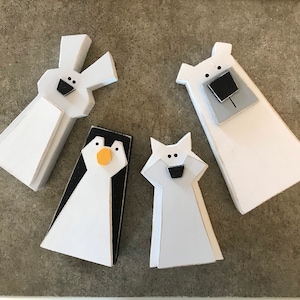 Arctic animals 4 piece set. Includes polar bear,  artic fox, penguin and arctic rabbit.