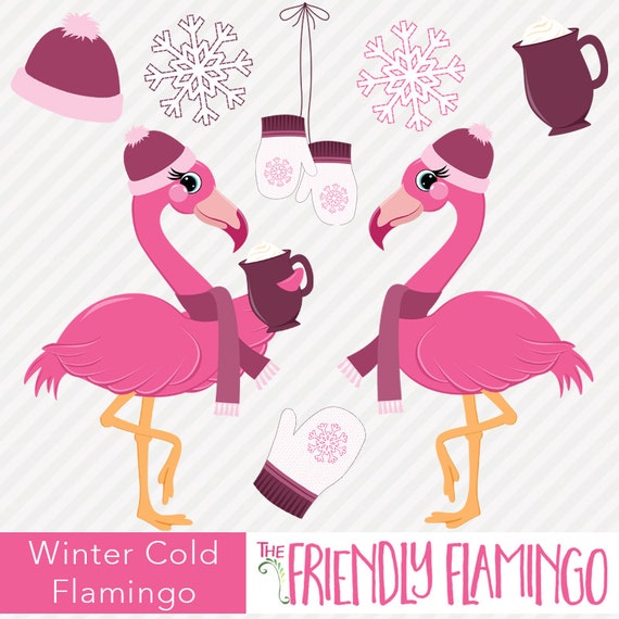 winter flamingo clipart winter flamingo clipart