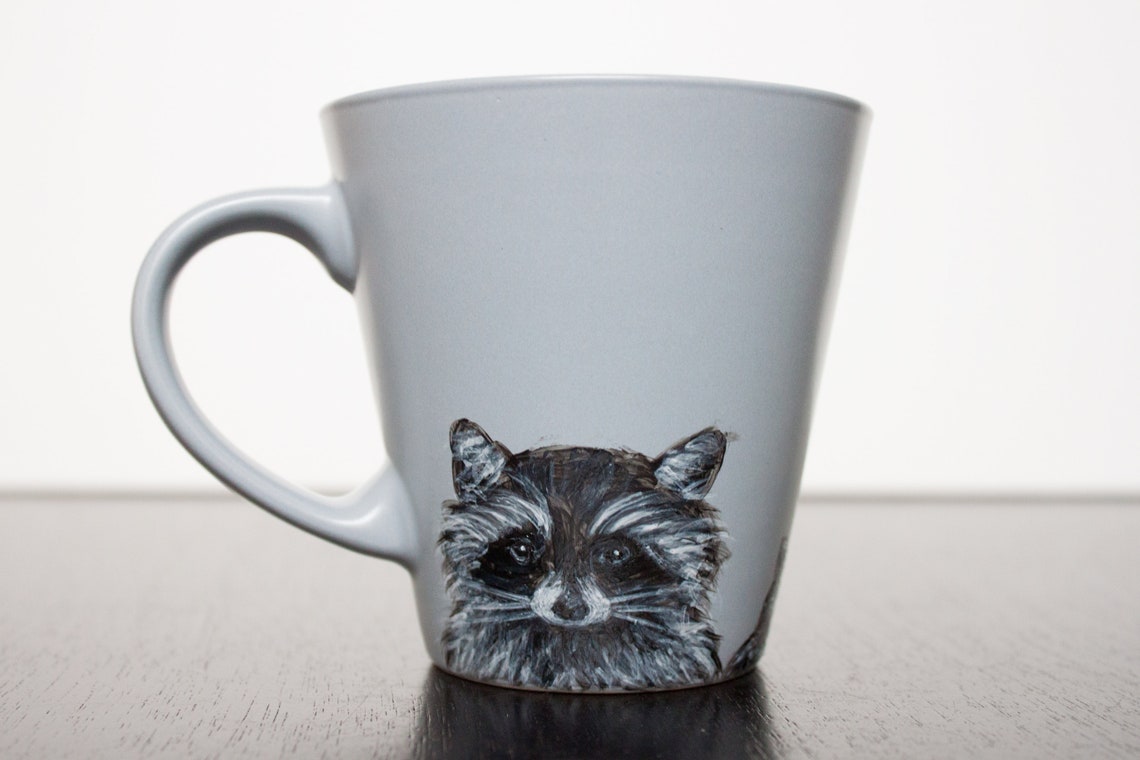 Raccoon Mug Handmade Mug Custom Hand-painted Cup Pet Mug - Etsy