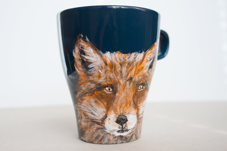 Fox Mug Handpainted Handmade Mug Cup Fox Pet Animal Etsy