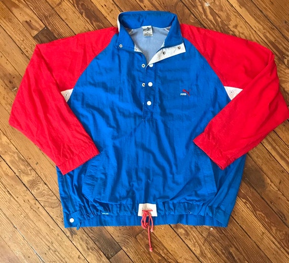 red white and blue puma windbreaker