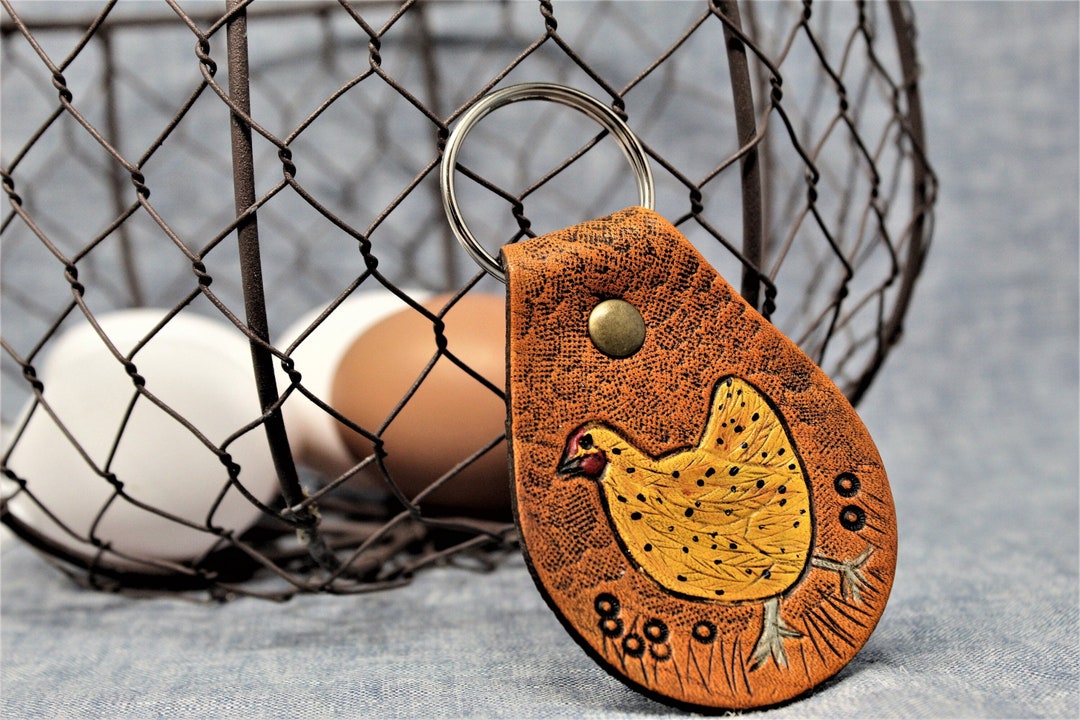 Chicken Key Rack Chicken Leather Key Fob: Hand-tooled Farm Animal Keychain - Etsy