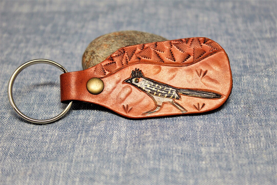 Roadrunner Leather Keychain, Men's Keychain, Father's Day Gift, Leather
