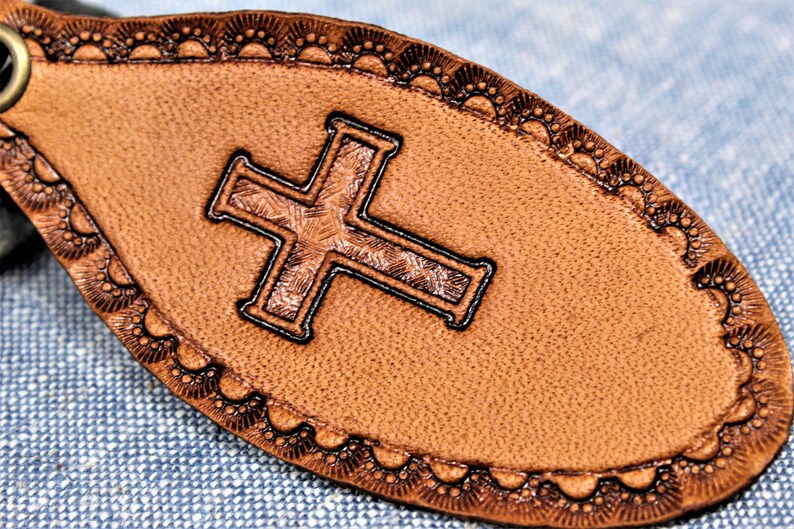Cross Leather Keychain Faith Gifts Pastor Gift Sunday Etsy