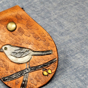 Nightengale Leather Key Fob, Keychain for women, Leather gift for her, Women Christmas, Florida State Bird, Stocking Stuffer Her, Nurse Gift