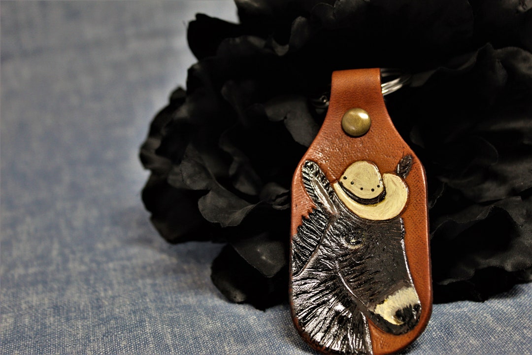 Mule Leather Keychain, Mule Gifts, Leather Gifts for Him, Farm