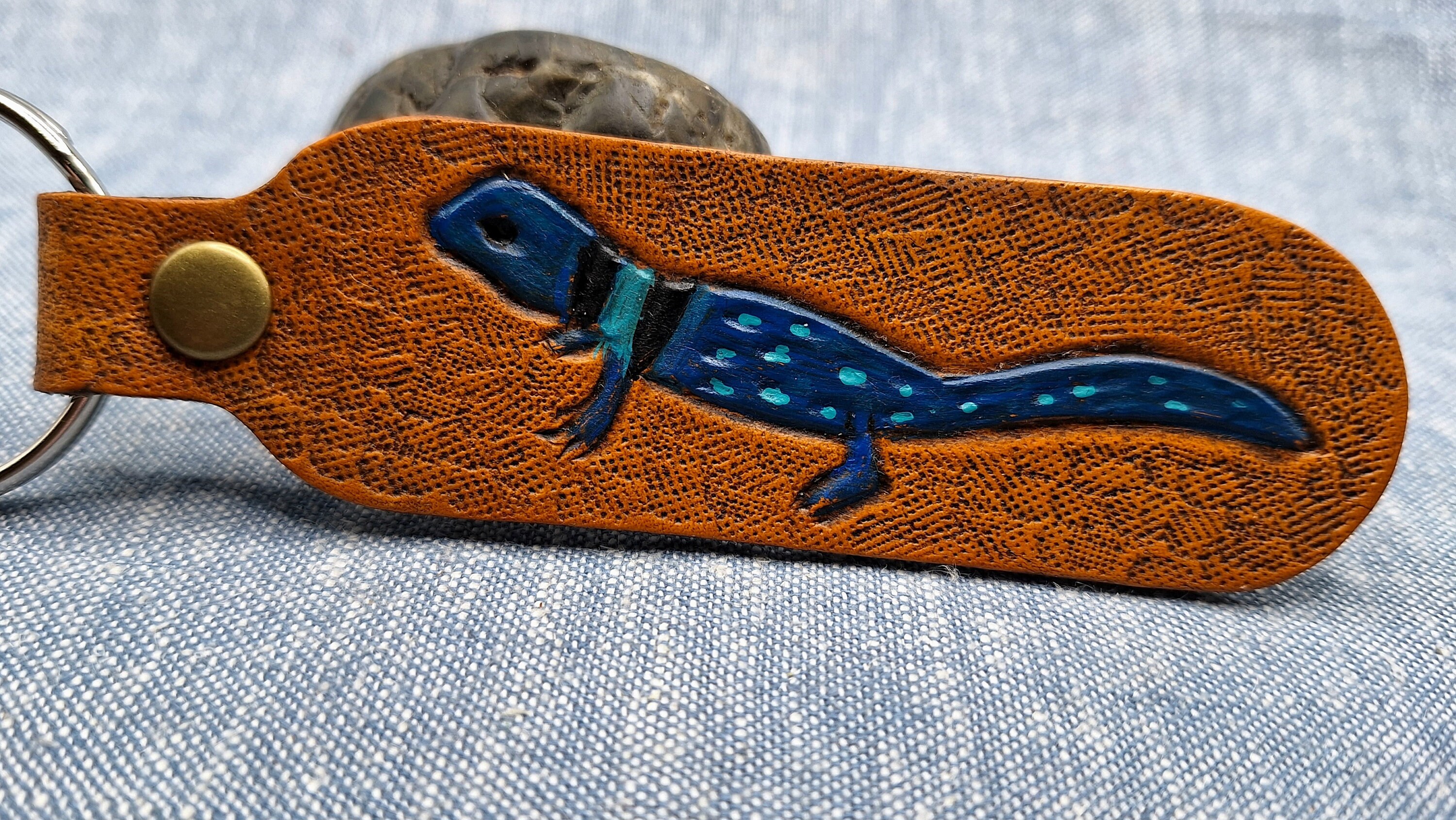 小物 LIZARD EMBOSS LEATHER KEY HOLDER Lizard Leather Keychain