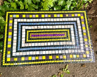 Beautiful Iris  up-cycled  mosaic vintage coffee table