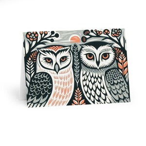 Cartes de voeux charmantes hiboux (paquet de 5) - Papeterie faite main respectueuse de l'environnement, inspirée de la nature pour toutes les occasions, parfaite pour les amis et la famille,