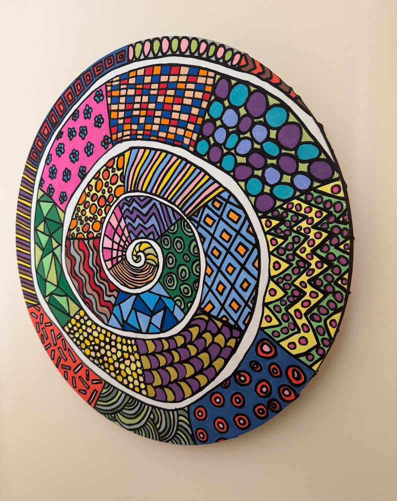 Spiral of Hope is a Mindful Mandala Art on Circular Canvas. - Etsy
