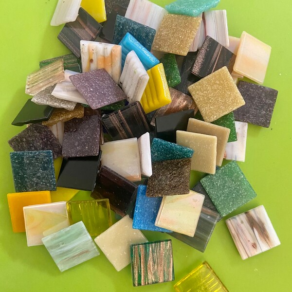 72 beautiful vitreous glass mosaic tiles 20mm Bohemian mix.