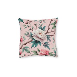 Square Pillow - Floral Pretty Pink Design, Decorative Throw Cushion, Flower Patterned Home Accent, Pink Floral Decor, Square Decorative