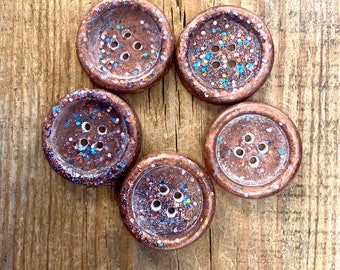 Chocolate sparkles set of five 27mm sized large handmade Buttons