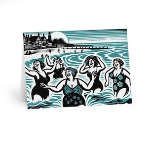 Ladies like to have fun Grußkarten (5er Pack) - Fun sea Swim, Einzigartige Briefpapier, Sommer Anlässe, Ocean Lovers, Handgefertigte Karten