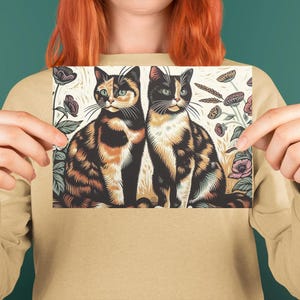 Whimsical Cats Greeting Cards - 5 Pack, Cute Birthday Cards, Pet Lover Gifts, Thank You Notes, Hand-Illustrated Designs