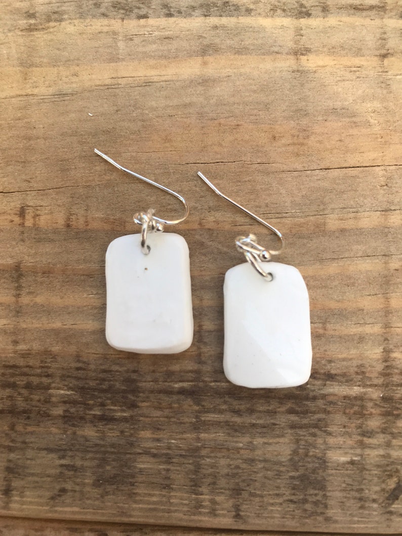 Sweet pale yellow vintage recycled China floral dangle earrings