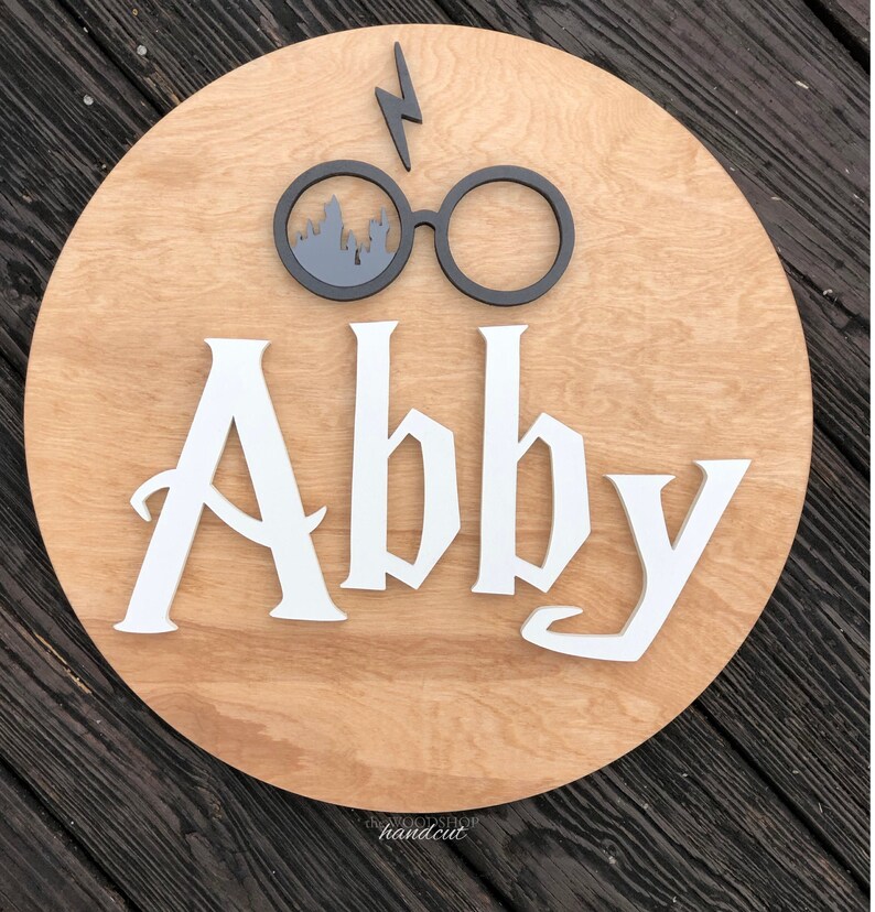20 Custom Wood Harry Potter Name Sign Round 3D Cutout design Etsy