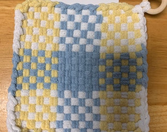 Presina in cotone, sottopentola, tessuto a mano, fatto a mano, 5,5"x5,5" colori primaverili