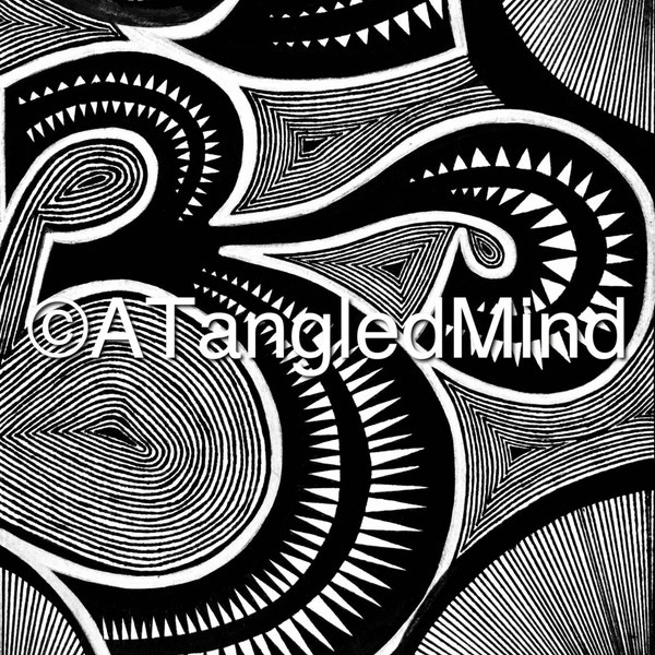 Original Zentangle Om Sign Drawing, Cardstock Canvas / Wall Art Illustration