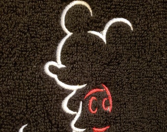Premium Boutique Hand Towel Mickey or Minnie Mouse Silhouette - Embroidered Mickey Mouse Towel - Disney Home Decor - Fish Extender Gift