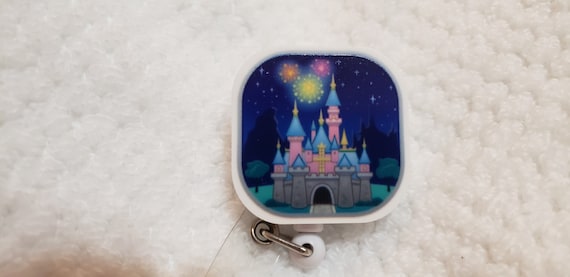 Disney Castle Resin Retractable Reel ID Badge Holder - Disney Stethoscope Yoke ID Tag - Castle and Fireworks Badge Reel Fish Extender Gift