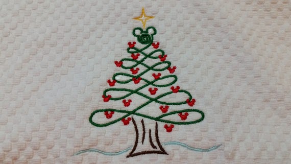 Mickey Mouse Christmas Tree Hand Towel , Disney Decor , Disney Christmas Towel , Mickey Christmas Decor , Disney Bath , Disney Kitchen