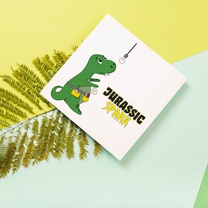 Dinosaur Birthday Card. Jurassic Spark Greeting Card. Cards for him. Electrician Cartoon. Cute Cards. Personalised inside.
