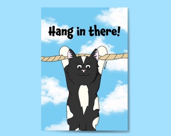 Hang in there Cat Postcard. 6 by 4 inch Postcard. Funny Postcard. Recycled Postcard.
