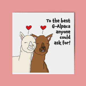 Funny Alpaca Galentine's Day Eco Friendly Greeting Card