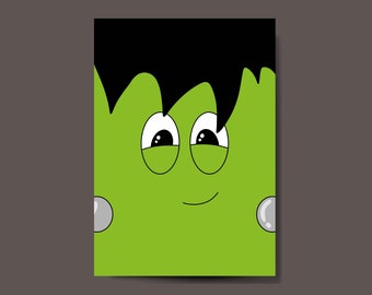 Cute Frankensteins Monster Halloween Postcard