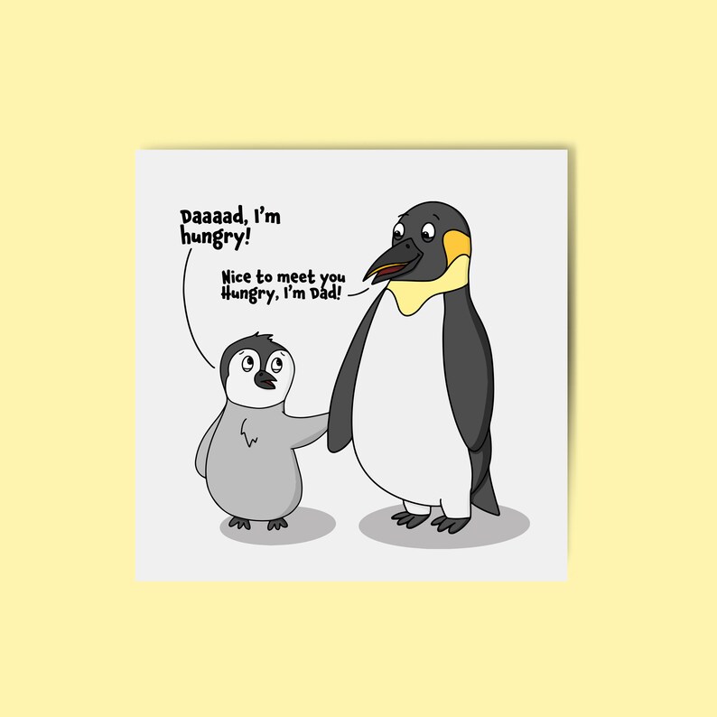 Penguin Dad Joke Greeting Card. Father's Day Card. Cards Etsy