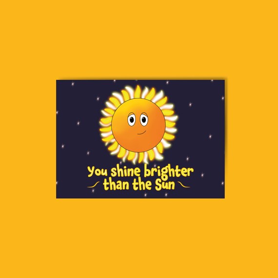 Shine Bright Postcard Cartoon Postcard Motivational Message Etsy