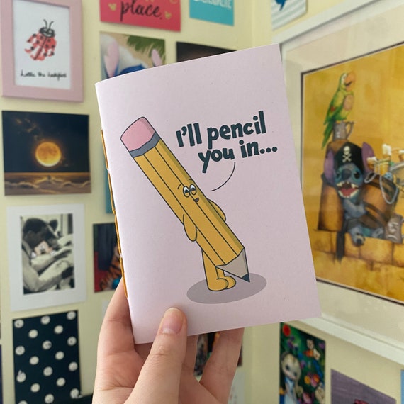 Pencil it in Notebook. Handmade Notebook. Recycled Eco Friendly Notebook.