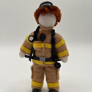 Handmade Firefighter Ornament: Personalized Polymer Clay Helmet