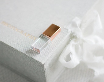 8GB Rose Gold Crystal USB Drive 2.0 for Luxury Fine Art Wedding and Portrait Photographers