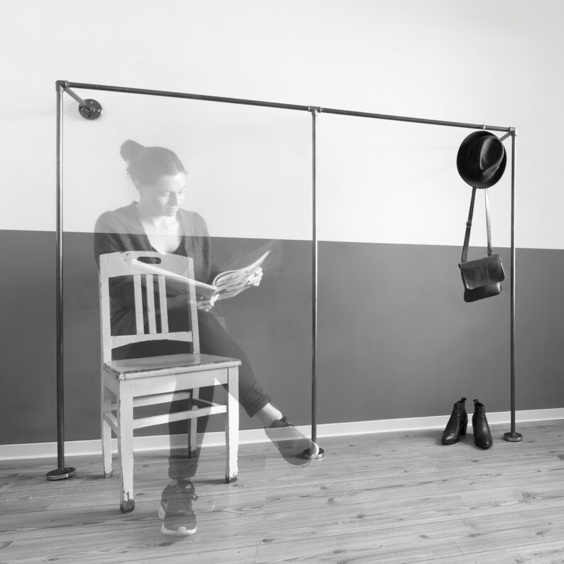 Open Wardrobe Clothes Rack Clothing Rack Steel Pipe Coat Stand 2x DUO