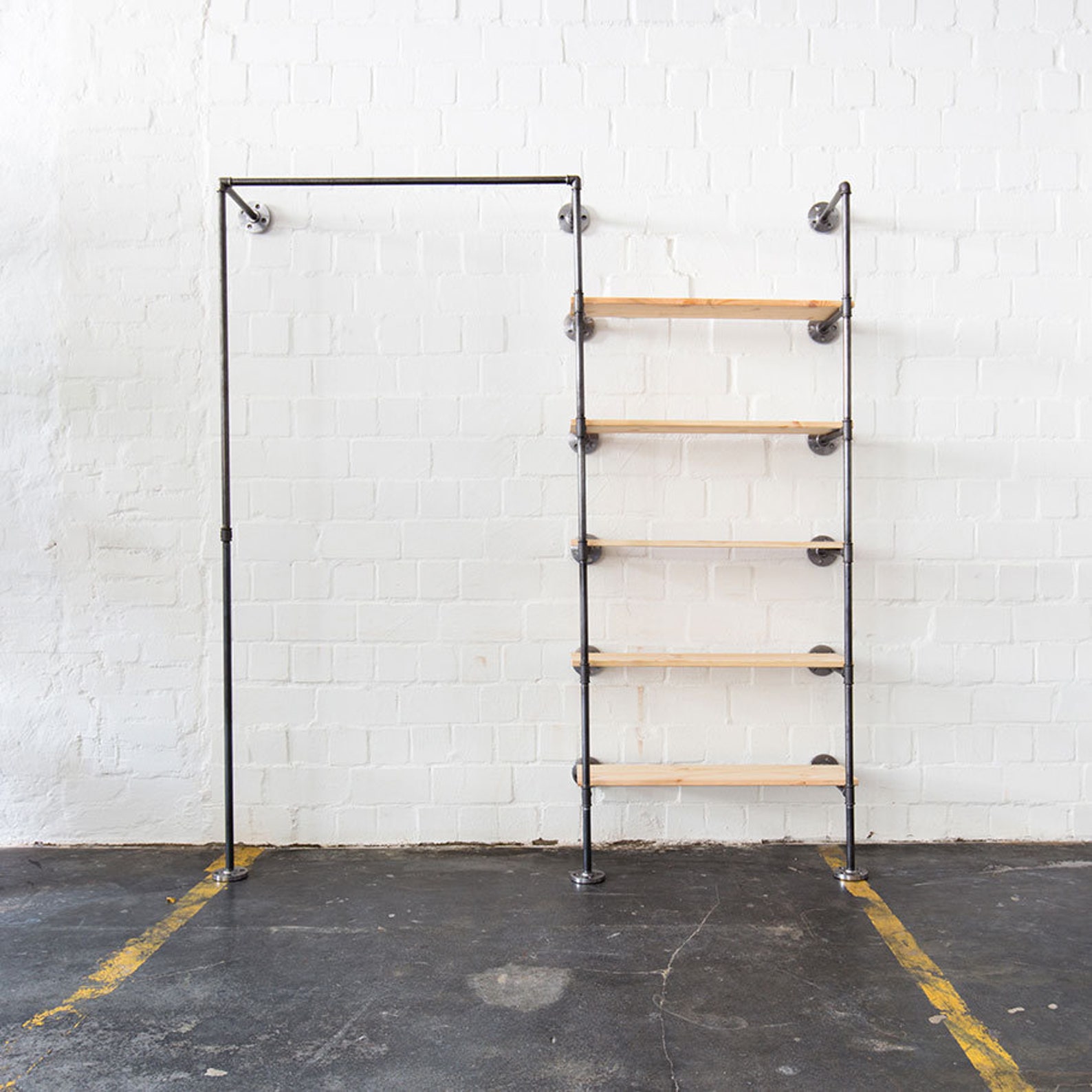 Industrial Clothing Rail With Shelves Steel Pipes Clothes Etsy