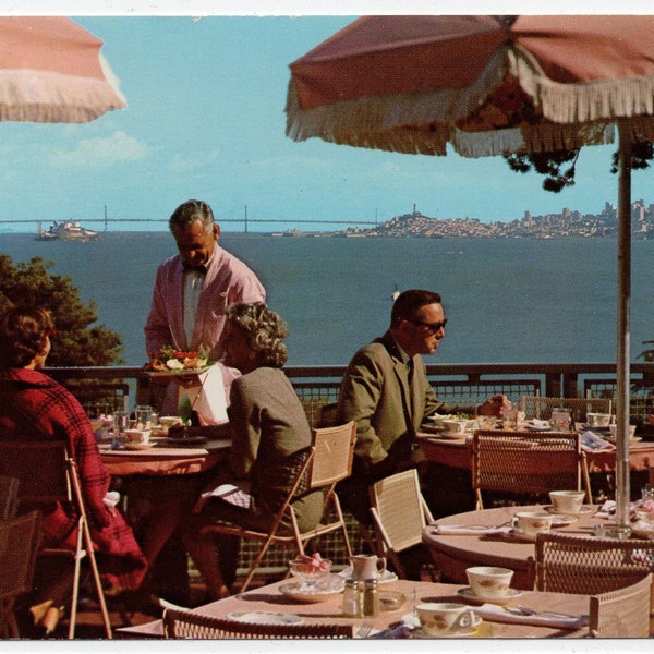 Breakfast on the Terrace at ALTA MIRA Hotel SAUSALITO California Vintage Postcard