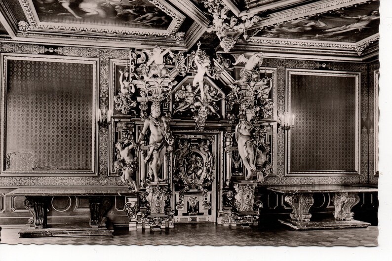 Real Photo BUCKEBURG CASTLE Golden Hall Germany RPPC Vintage Postcard