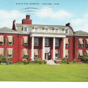 Samaritan Hospital ASHLAND Ohio VINTAGE Linen 1943 Collectible Postcard