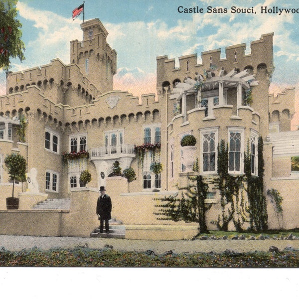 Castle Sans Souci HOLLYWOOD California Built 1912 Demolished 1928 Vintage Postcard