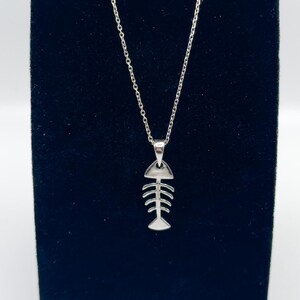 Fish Skeleton Necklace, 925 Sterling Silver, Fish Bone, Dainty, Fishbone, Pendant Necklace